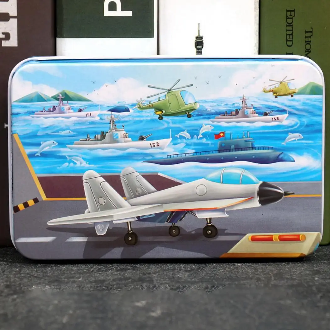60 шт./компл. детская забавная деревянная головоломка игрушка как изображение обучающая игрушка с набором дома железный ящик От 4 до 7 лет - Цвет: plane and steamer