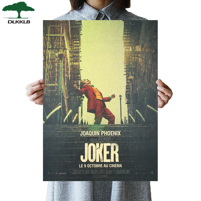 DLKKLB Джокер DC фильм Бэтмен супергерой постер «Клоун» Винтаж 51X36 см Крафт настенная бумажная наклейка для дома декоративная живопись