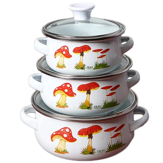 Enamel Soup Pot, Barbecue Pot, Stew Pot, Enamel Glass Cover, Enamel Pot Set,  Four Colors To Choose From - Temu