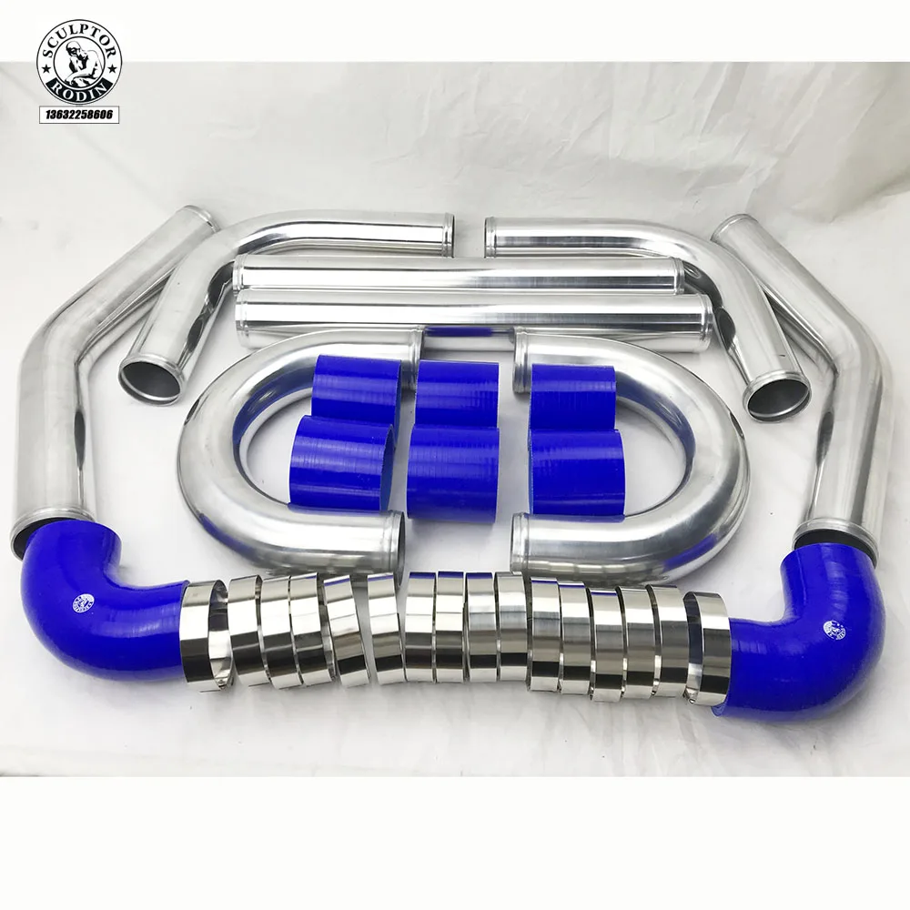 2.5" INCH 63mm UNIVERSAL 2MM THICKNESS ALUMINUM INTERCOOLER TURBO PIPE PIPING KIT