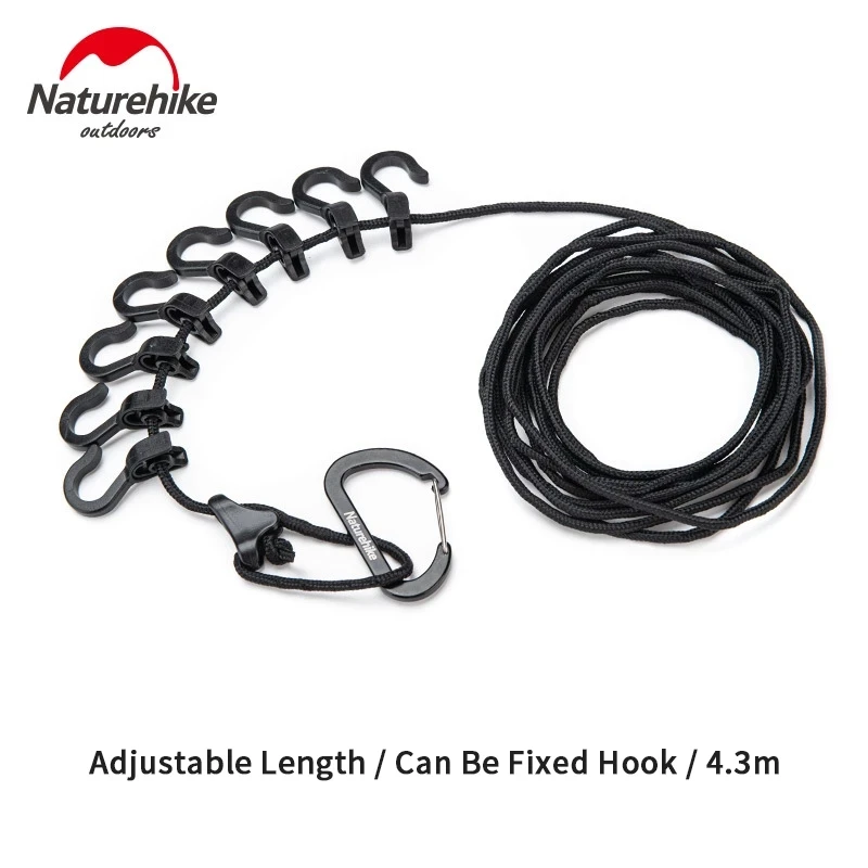 Naturehike Hanging Rope Camping Accessories 4.3m Multi-purpose Clothesline Adjustable Anti-slip Canopy Hanging Rope