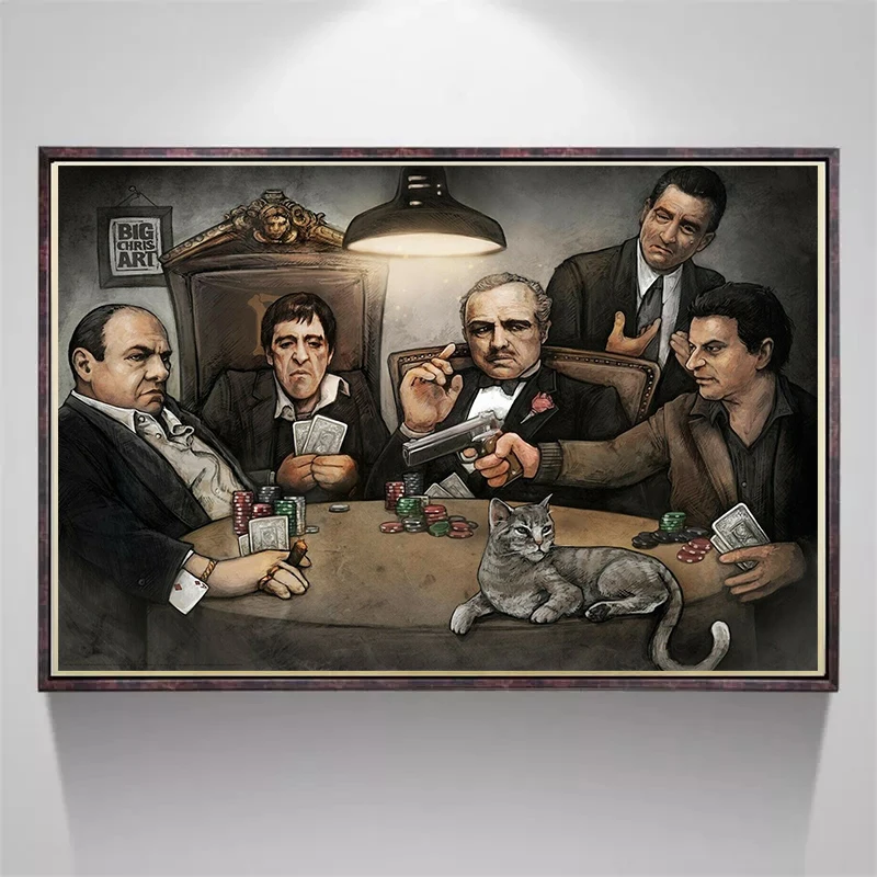 

Classic Movie Gangsters Godfather Scar face Art Poster Canvas Painting Wall Picture Posters and Prints for Living Room Decor
