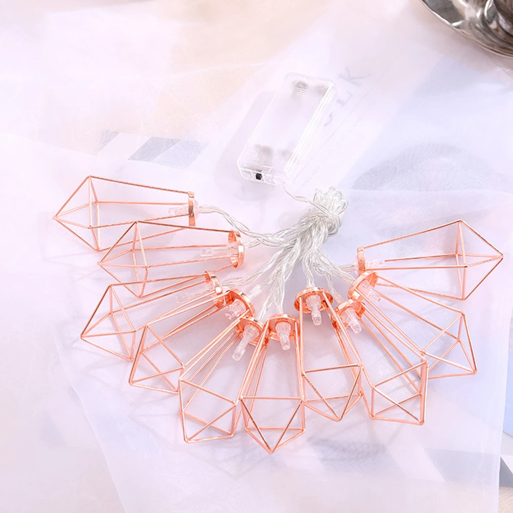 10-20LED Rose Gold Metal Diamond String Fairy Light Christmas Wedding Lamp New Year Home Decoration Warm White String Lights 2
