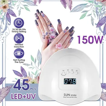 

LED Nail Lamp for Manicure 150W Nail Dryer Machine UV Lamp For Curings UV Gel Nail Polish With Motion sensing LCD Display