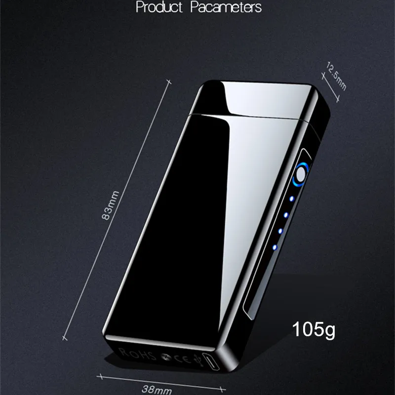 Электронная USB большого пламени более легкий импульс Ветрозащитный Двойной