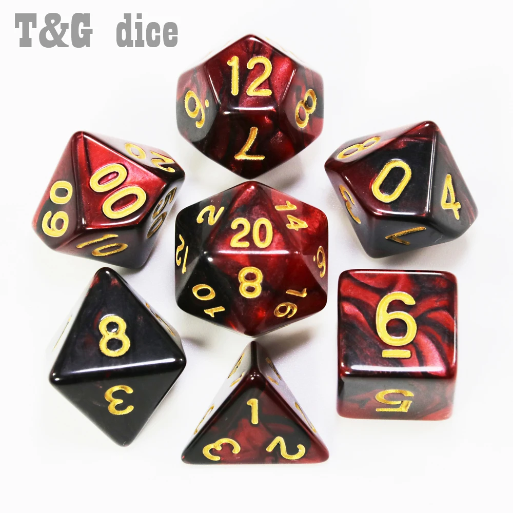 105 красочных игральных костей с черной сумкой T & G Rainbow 15 комплектов D4 D6 D8 D10 % D12 D20