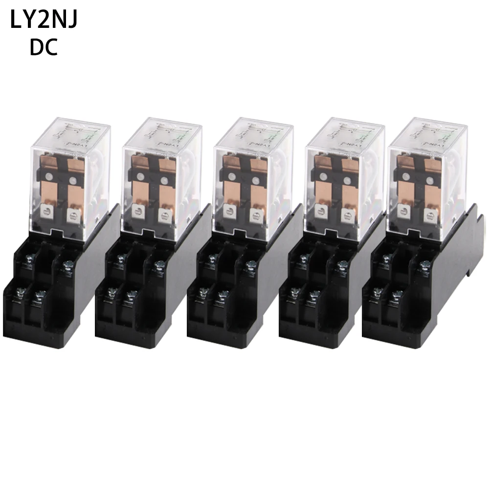 

5 sets new pattern LY2NJ DC/12V 24V 110V 220V Coil Power Relay 8 Pins DPDT 10A LY2N-J HH62P JQX-13F With PTF08A Socket Base