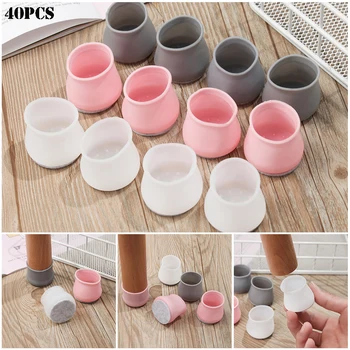 

40pcs Round Silicone Table Chair Feet Cover Floor Protector Furniture Feet Anti-Scratch Protective Pad Anti-Slip Chair Leg Caps