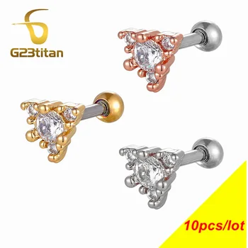

10pcs\lot Wholesale Body Piercing Jewelry Ear Cartilage Tragus Pierce Helix Studs Accessories Surgical Steel CZ Gem Bow