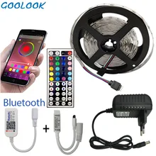 5 м 10 м 15 м Светодиодная лента RGB 5050 SMD гибкая лента светодиод RGBTape диод DC 12 В+ Bluetooth управление+ адаптер