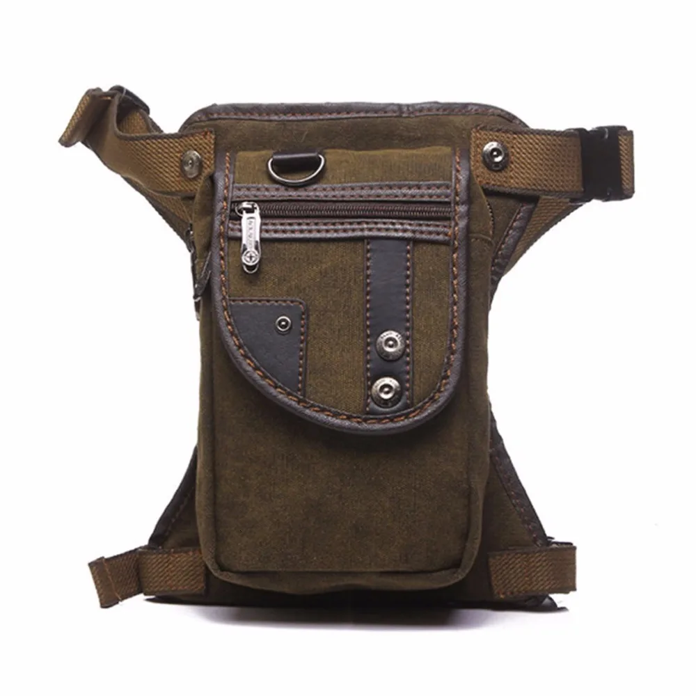 Brown Canvas Водонепроницаемая нейлоновая/парусиновая сумка с заниженной талией, поясная сумка на бедро, пояс на плечо, Повседневная сумка на плечо для езды на мотоцикле, путешествий, в стиле милитари - Цвет: Brown Canvas