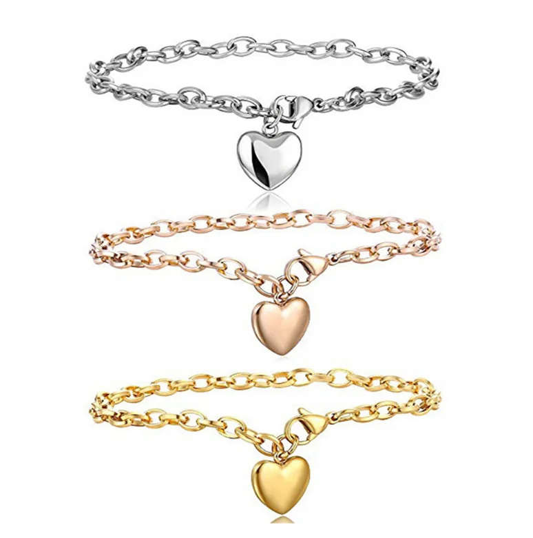 

New Fashion Love Heart Chain Bracelets for Women Charms Women's Bracelet Engagement Gifts Honey