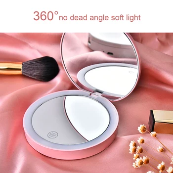 

Portable Mini LED Makeup light Touchable Screen Mirror Light Foldable Magnifying Sensing Lighting Mirrors with Charging Cable