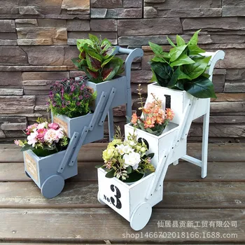 

Creative wood for old flower stand vintage folding trolley plant flower rack decorative tray plant pot stand indoor plant stand
