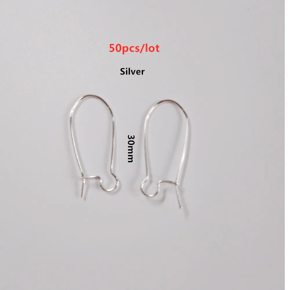 50pcs---Silver Новая Мода Bijoux металлический ушной крючок/Серьги Подвески для женщин Diy серьги для изготовления ювелирных изделий Аксессуары свадебный подарок кулон - Окраска металла: 50pcs---Silver