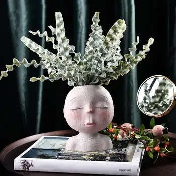 

Cartoon Head Statue Flowerpot Flower Pot Planter Figurines Tree Man Cute Model Toy Pen Pot Garden Planter Christmas Gift