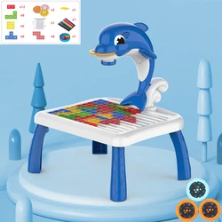 Tableau de peinture pour enfants, bureau avec blocs de construction, projecteur Led, Mini Table de dessin artistique, jouets d'apprentissage de peinture, jouets éducatifs 