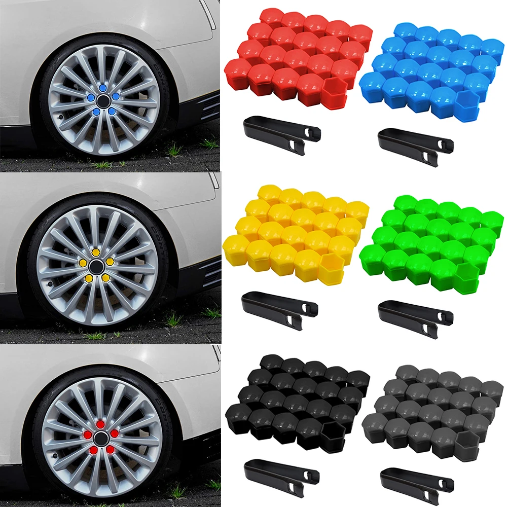 20Pcs/Set 17 19 21mm Car Wheel Nut Covers Auto Hub Screw Protection Cap Bolt Rims Auto Exterior Accessories Anti-Rust Dust Cover wheel nut caps,screw caps,auto accessories,wheel nut covers,car accessories,bolt nut covers
