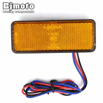 

BJMOTO New Yellow Lens Rectangle Yellow LED Reflectors Brake Light Back tail light for Motorcycle car truck