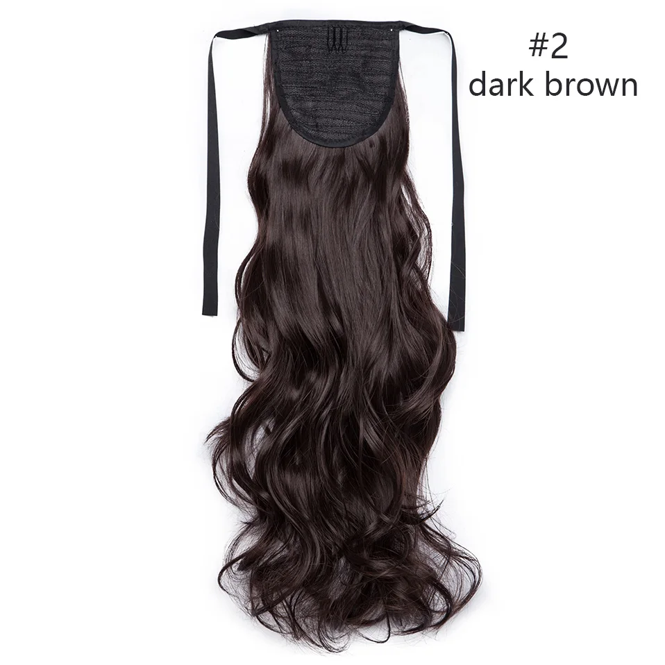 dark brown SNOILITE 18 ''длинная волнистая заколка для хвоста в одной части конский хвост наращивание волос шнурок синтетические накладные волосы с заколками - Цвет: dark brown