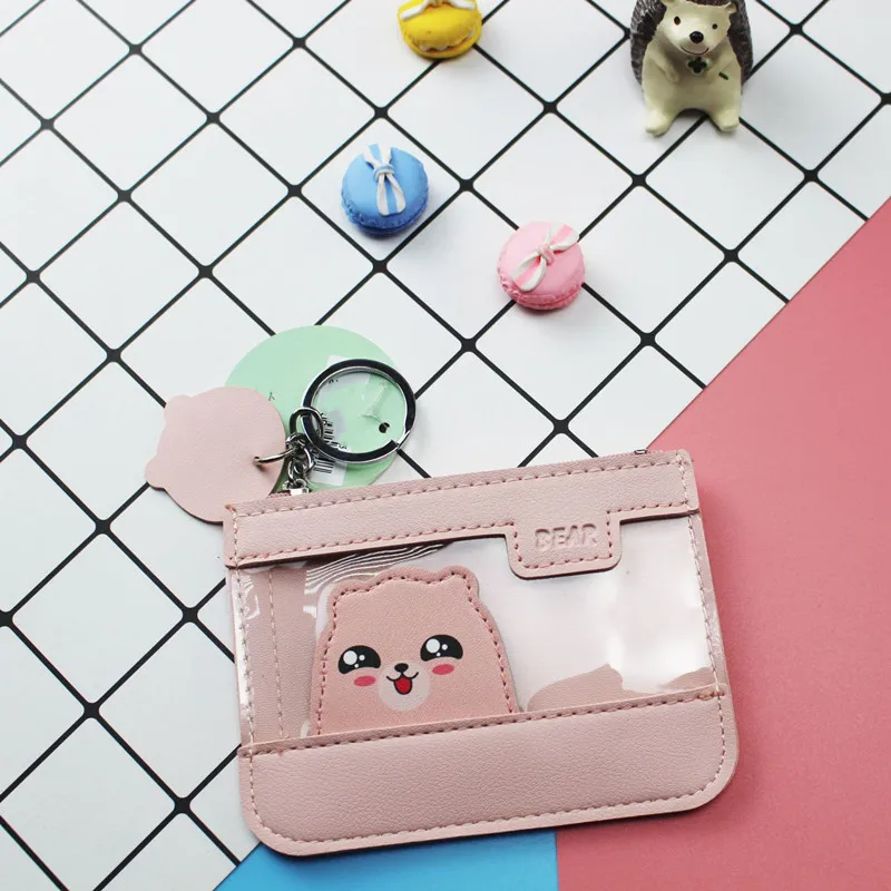 pink Кошелек для монет с мультяшным медведем, сумка для карт, сумка для монет, Студенческая креативная сумка для хранения животных - Цвет: pink