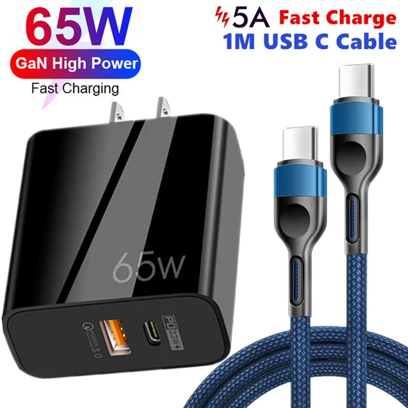 quick charge usb c PD 65W GaN USB C Charger Type C QC3.0 Quick Charger Adapter For iPhone 12 11 13 Pro Max Huawei honor 60 SE Xiaomi 11lite Samsung usb triple socket Chargers