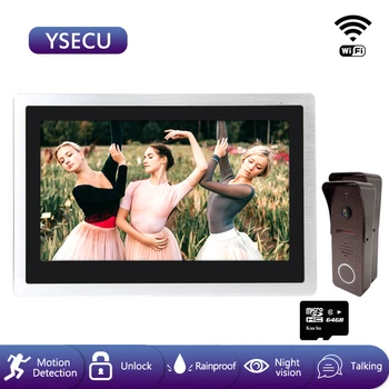 

YSECU WIFI Video Door Phone Intercom System with 2 Cameras Doorbell Smart IP Wireless Home Intercom Motion Sensor Monitor Unlock