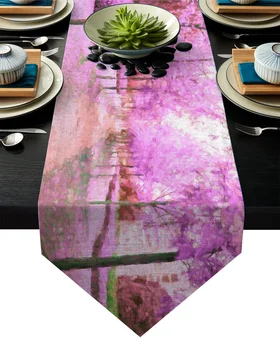 

Cherry Blossom Trail Full Of Flowers Table Runner Table Flag Home Party Decorative Tablecloth Table Runners for Wedding