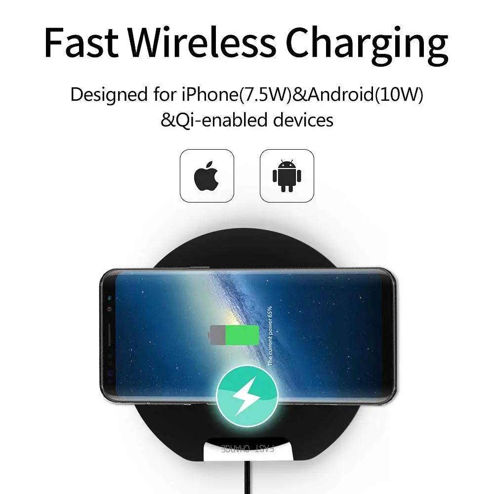 FDGAO Qi Беспроводное зарядное устройство для iphone 11 Pro XS MAX XR 8 Plus 10 Вт быстрое зарядное устройство для samsung S10 S9 Note 9 10 зарядное устройство для мобильного телефона