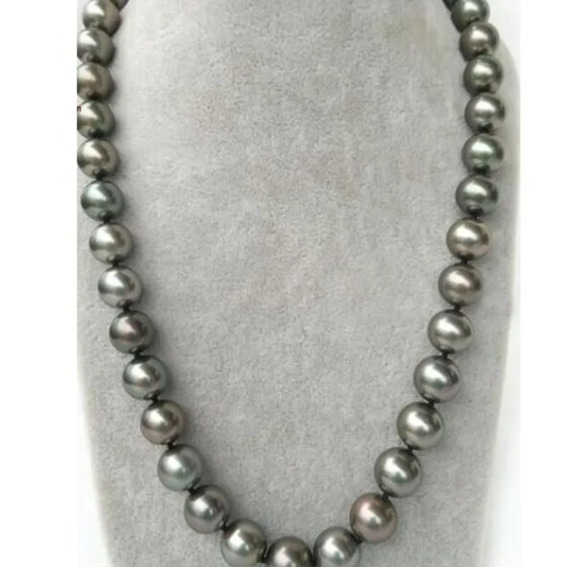 ОГРОМНЫЙ 1" 12-14 мм натуральный таитянский подлинный черный круглый жемчужное ожерелье 14K