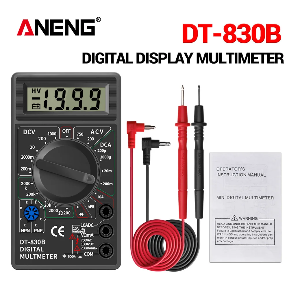 DT830B LCD Digital Multimeter Voltmeter Ammeter Ohmmeter Volt AC DC Tester Meter