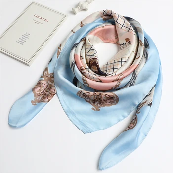 

2020 Summer Square Scarf Big Size Hair Neckerchief Hajabs Head Wraps Bandana Accessories Fashion Female Scarves New