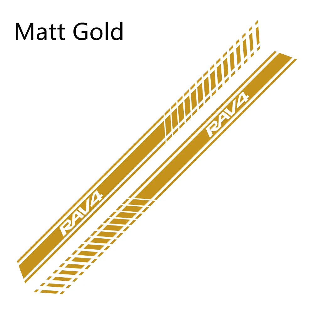 Matt Gold 2 шт. наклейки для автомобиля с боковыми полосками для Toyota RAV4 Авто Виниловая пленка наклейки DIY Украшение для стайлинга автомобиля аксессуары для тюнинга автомобиля - Название цвета: Matt Gold