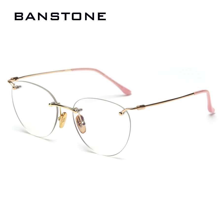 

Rimless Glasses Frame Women Titanium Alloy Ultralight Eyeglasses Prescription Frameless Cat Eye Eyewear Myopia Optical Frame
