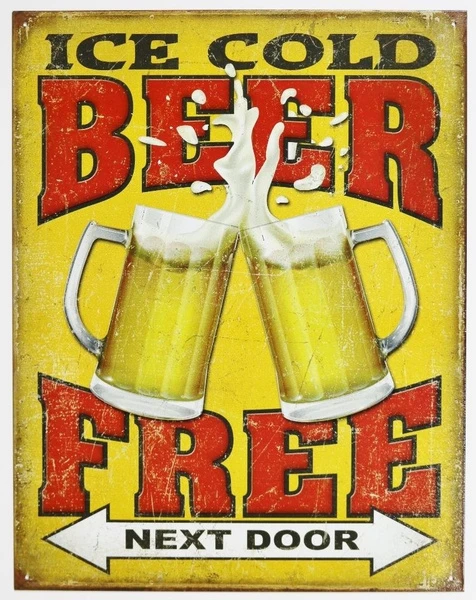 Grappige Bar Humor Tin Metal Sign Ijs Koud Bier Gratis Volgende Deur Pub  Alcohol|Plaques \u0026 Signs| - AliExpress