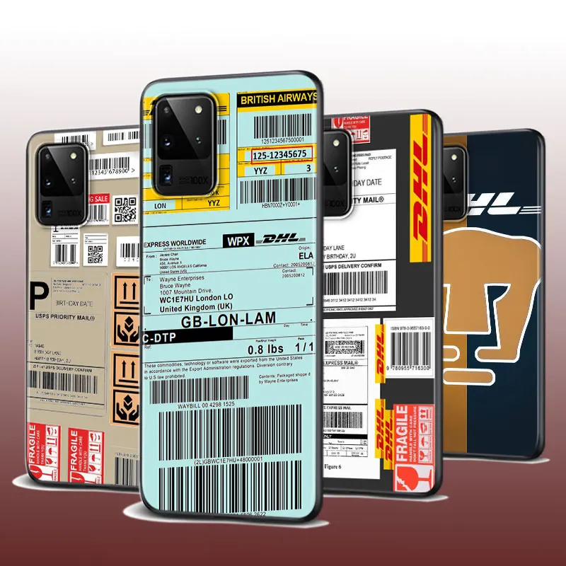 Модный чехол для телефона DHL Style Samsung Galaxy S21 S20 FE Ultra Lite S10 5G S10E S9 S8 S7 S6 Edge Plus черный из