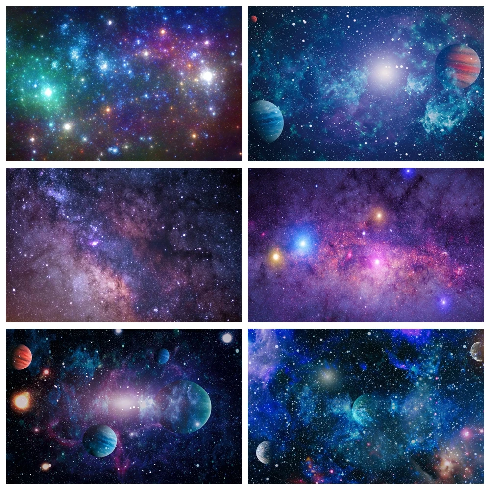 Фотозона для дня рождения ребенка Laeacco Вселенная космос планеты блестки земля