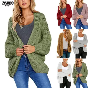

Women Autumn Winter Casual Open Front Sweater Cardigan V neck Slim Autumn, Long Sleeve Solid None Fashion