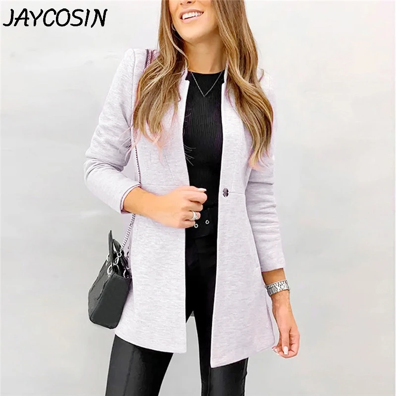 JAYCOSIN Женское шерстяное пальто, однотонный OL стиль, длинный рукав, износоустойчивый фланелевый Блейзер, элегантный тонкий костюм, шерстяное пальто, верхняя одежда, casaco a30