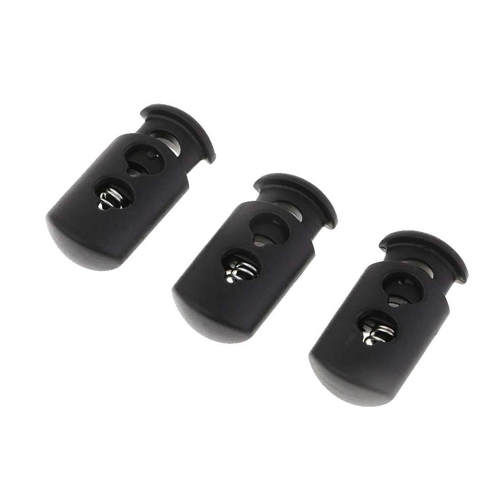 50pcs Cord Stopper With Spring 2-hole Cord End Pieces End Pieces Non-slip, Black