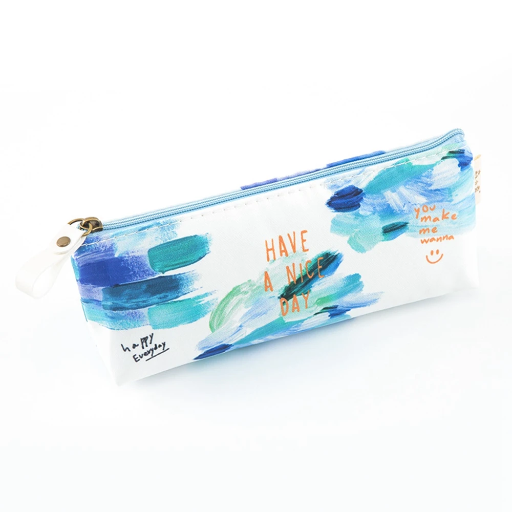 1pcs 4 Designs Green Blue Orange Purple Watercolour Pencil Bags School Case Creative Kawaii Large Size Pencil Bags for Girls