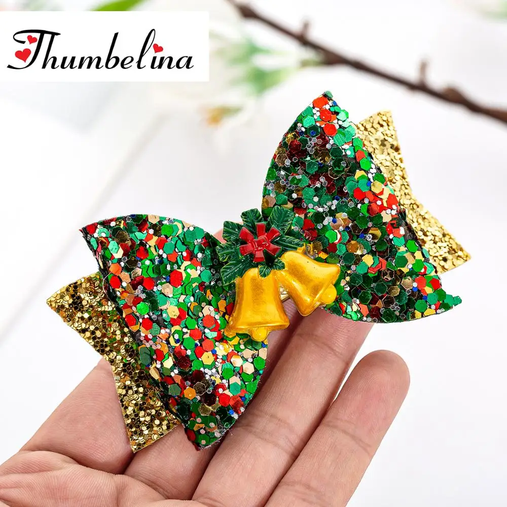 3 5 дюймов Jingle Bells заколки для волос Желе банты танцевальной вечеринки бант