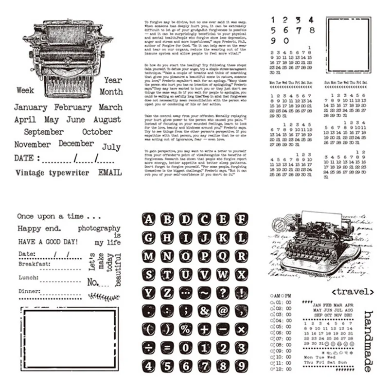 Прозрачный календарь штампов Дата Ретро ПЕЧАТНАЯ МАШИНКА прозрачные штампы силикон для DIY Изготовление скрапбукинга Новые штампы Ремесло Декор