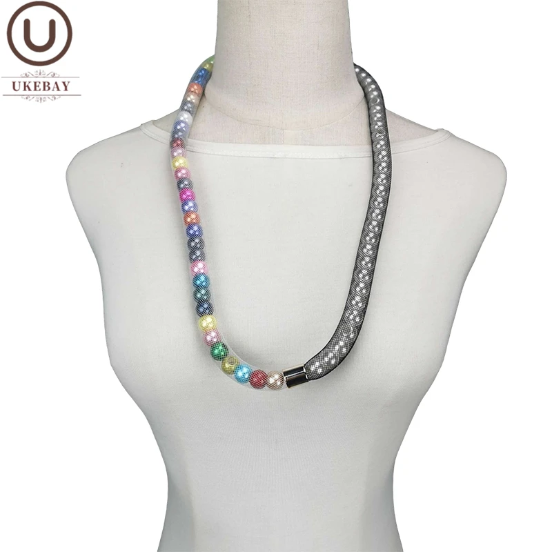 UKEBAY Новое дизайнерское роскошное ожерелье с подвеской, женское массивное ожерелье, сетчатые ювелирные изделия, жемчужные готические ожерелья ручной работы в стиле бохо|Ожерелья с подвеской| | АлиЭкспресс