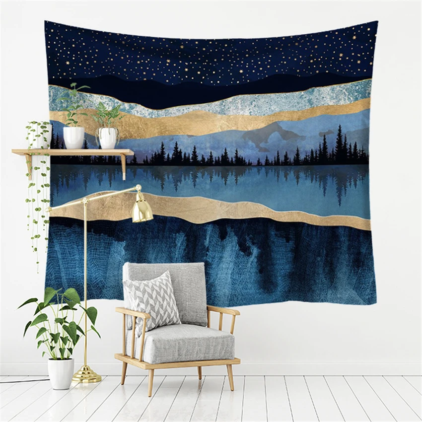 Настенный Гобелен Путешествия Кемпинг рассвет Картина маслом узор лесной пейзаж серия гобелен йога коврик для сна Tapest - Цвет: I