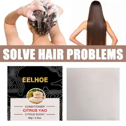 1pcs Hair Conditioner Rice Essence Hair Conditioning Softening Shampoo Soap Repair Splitting Shampoo Nourishing Hair Soap