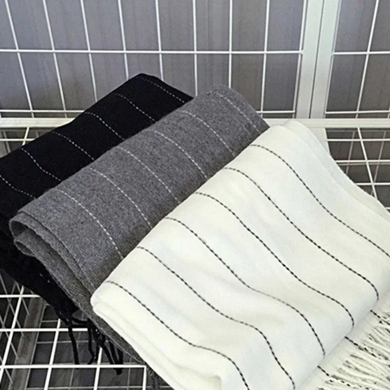 

Spring And Winter COUPLE'S Lovers Solid Color Long Warm Tassled Shawl Scarf Straight Strips Twill Fashion Women's Scarves