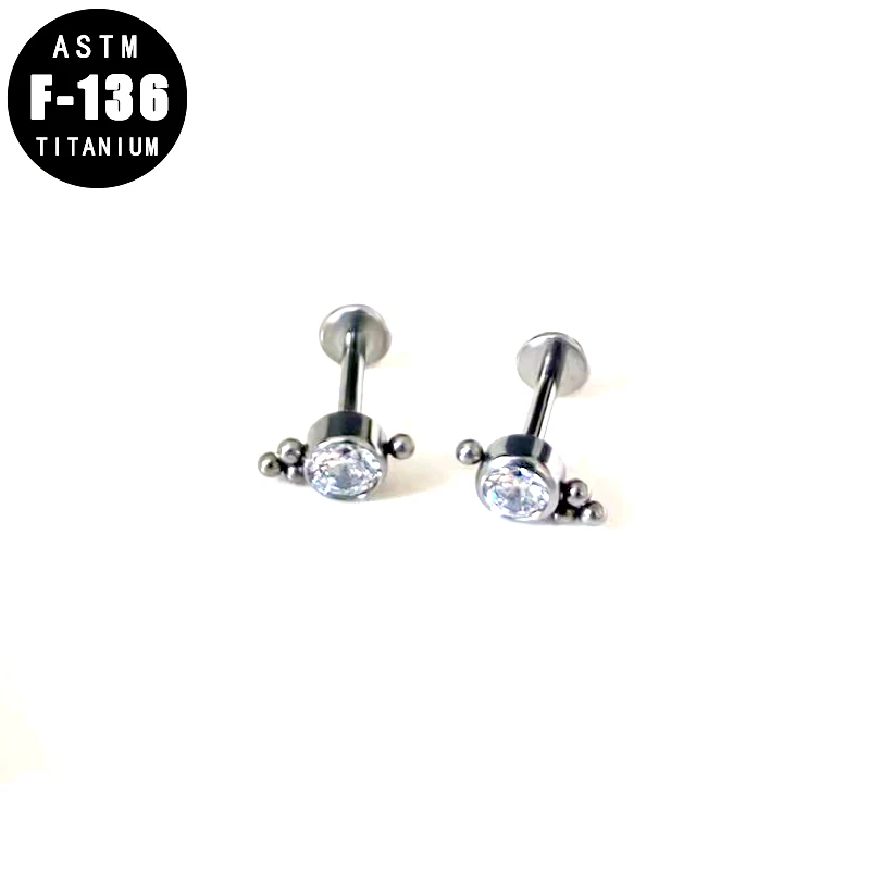 ASTM F136 Titanium Lip Ring Studs Clear Zircon Ball Cluster Top Labret  Piercing Ring Ear Tragus Helix Cartilage Earring Jewelry|Body Jewelry| -  AliExpress