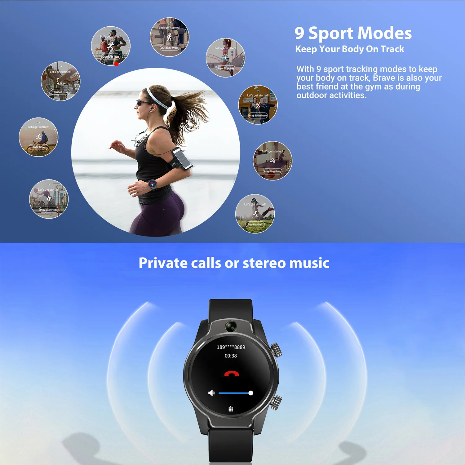 Rogbid Brave 4G LTE Smart Watch Front/Side Camera