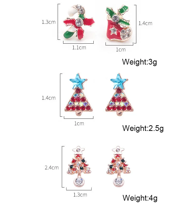 Модные серьги-гвоздики из сплава цинка со стразами для женщин геометрический олень Санта Клаус сережки в виде рождественской ёлки украшение для рождественской вечеринки